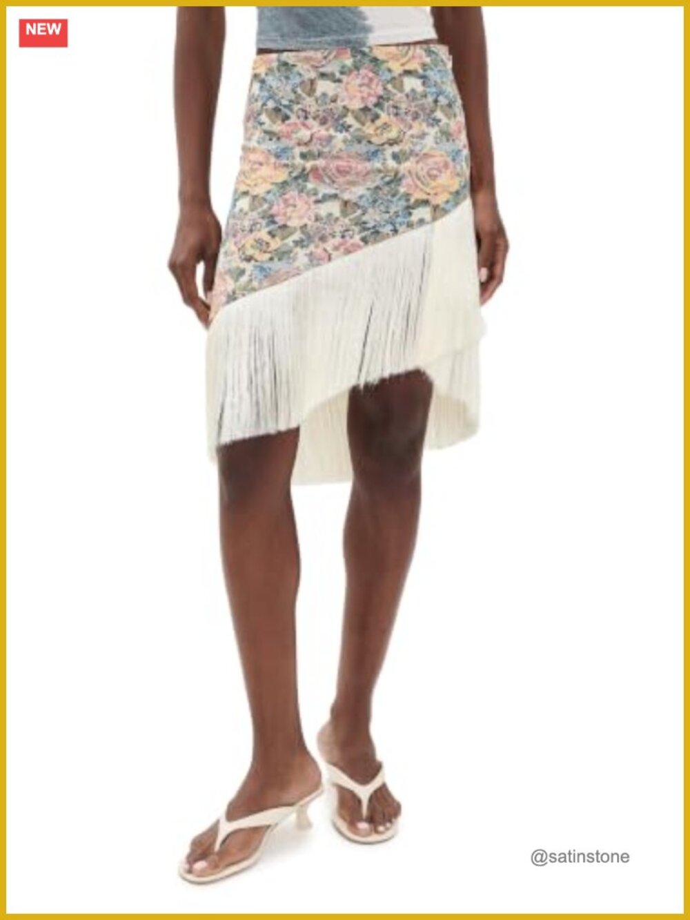 Yellow the Label Women's Jacquard A-Line Skirt with Fringe Hem